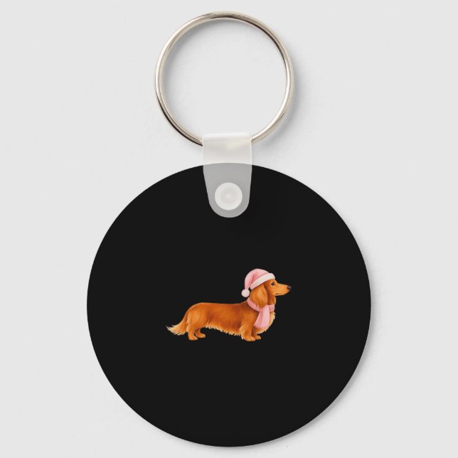 Porte-clés Nk Santa Red Long Haired Dachshund Christmas  (Recto)