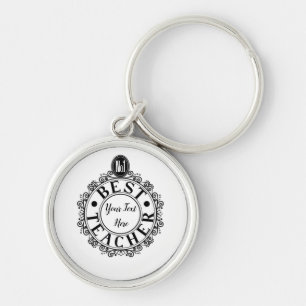 Porte-clés No.1 Meilleur enseignant Noir Line Design Typograp