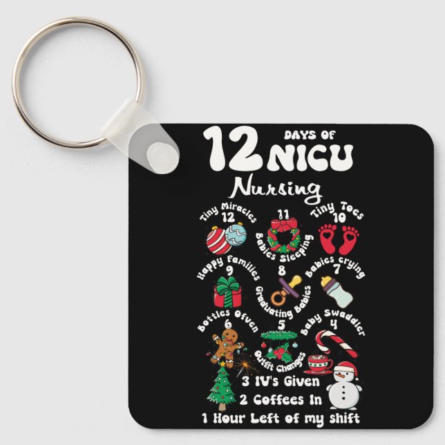 Porte-clés Noël 12 Jours De NICU Unité Infirmière Funny NICU  (Recto)