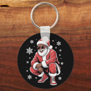 Porte-clés Noël afro-américain Pyjama Xmas Afro Père Noël 