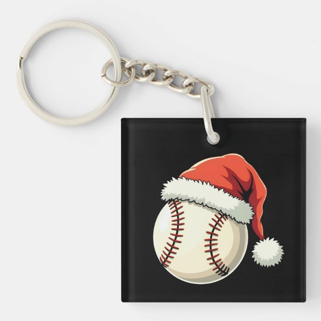 Porte-clés Noël Baseball Santa Hat Funny Sport Noël (Devant)