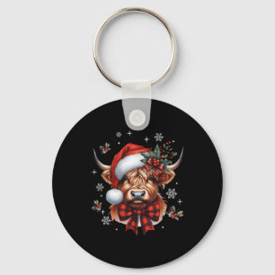 Porte-clés Noël Coquette Highland Cow Cute Moo Cow Noël