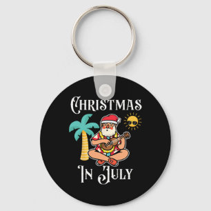 Porte-clés Noël en juillet Santa sur la plage Jour de l'indép