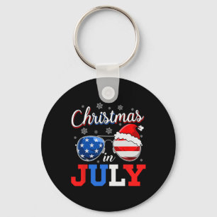 Porte-clés Noël en juillet Sungles Santa Drapeau Américain 4
