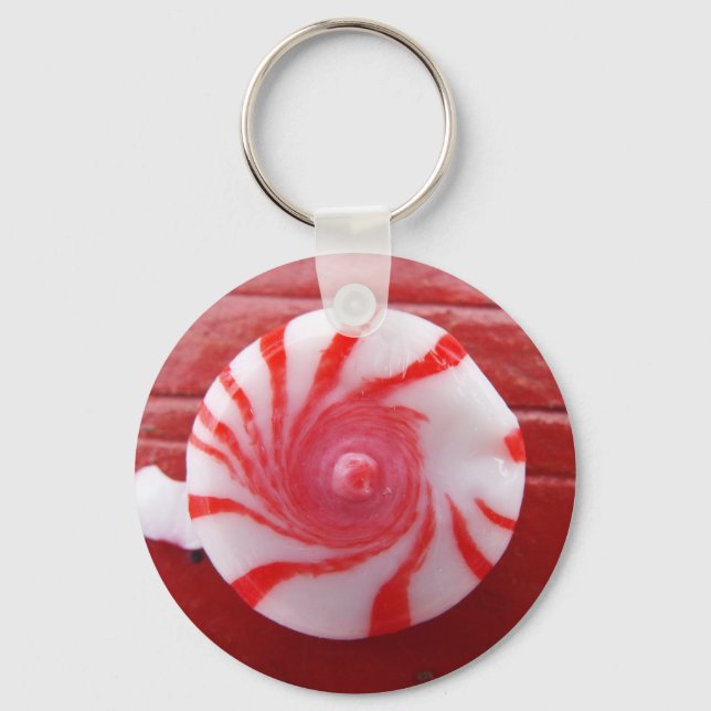 Porte-clés Noël Fête de la menthe poivrée tourbillon bonbon (Recto)