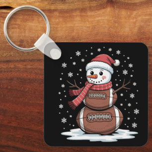 Porte-clés Noël Football Américain Bonhomme de Neige Xmas Spo