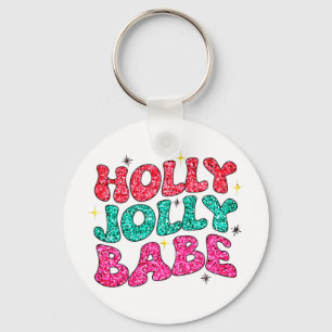 Porte-clés Noël Holly Jolly Babe Parties scintillant moderne 
