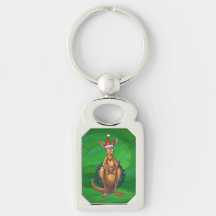 Porte-clés Noël Kangaroo sur le dos vert peint
