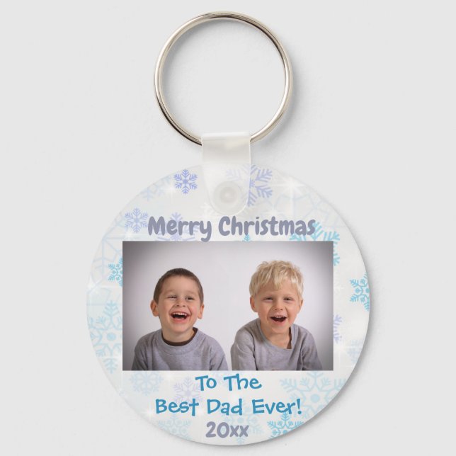 Porte-clés Noël Meilleur papa Jamais Enfants Année Photo (Recto)