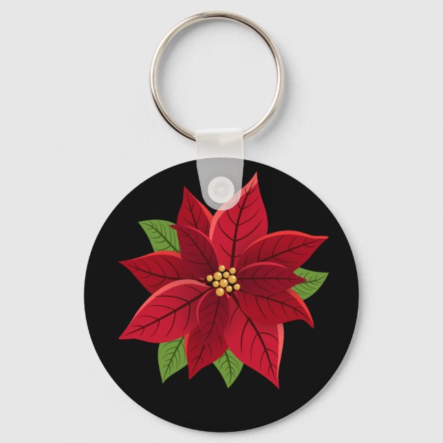 Porte-clés Noël Poinsettia (Recto)