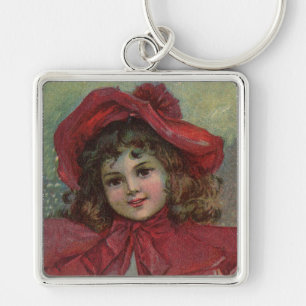 Porte-clés Noël Victorien Enfant Rouge Casquette Portrait Fil