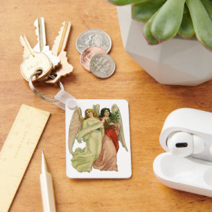 Porte-clés Noël vintage, Ange victorien antique découpé