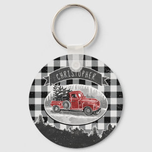 Porte-clés Noël Vintage Camion noir Buffalo Nom de l'avion