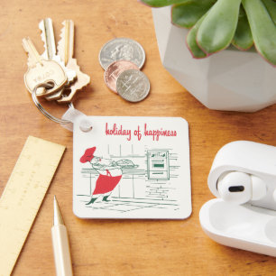 Porte-clés Noël vintage, Chef du Père Noël et Turquie