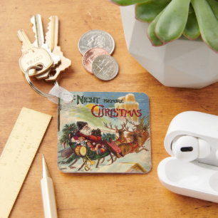Porte-clés Noël vintage, la nuit avant Noël