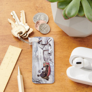 Porte-clés Noël Vintage, La Route Hiver, Cheval Sleigh