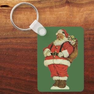 Porte-clés Noël vintage, Père Noël victorien avec des jouets