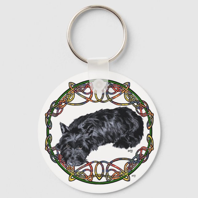 Porte-clés Nœud celtique Scottie au repos (Recto)