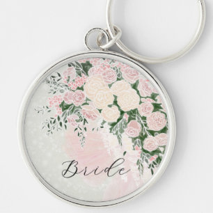 Porte-clés Nœud de mariée rose blush RosenWisteria bouquet po