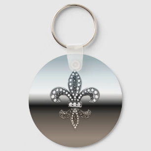 Porte-clés Noir argenté de Fleur De Lis Flor la