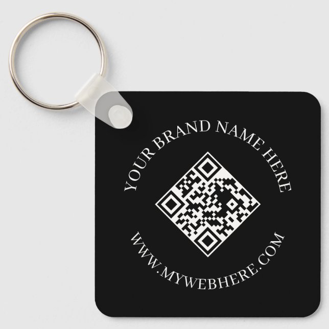 Porte-clés noir avec QR code double face et texte  (Recto)