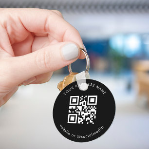 Porte-clés Noir Blanc Ajoutez Votre Analyse De Code Qr Profes