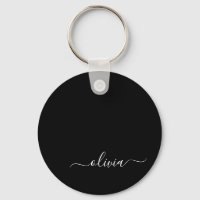 Noir Blanc moderne Script Girl Monogramme Nom