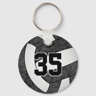 Porte-clés noir blanc volleyball porte - clé école nom de la 