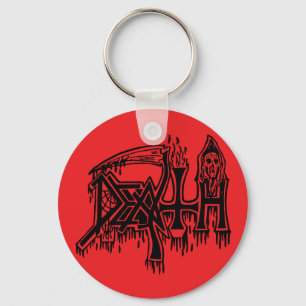 Porte-clés Noir de logo de vieille école sur le bouton rouge
