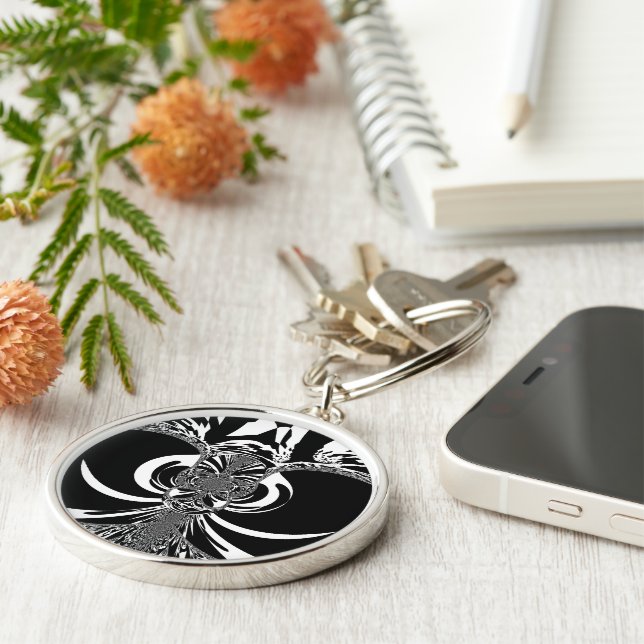 Porte-clés Noir et blanc Elegant Classic Design (Côté)