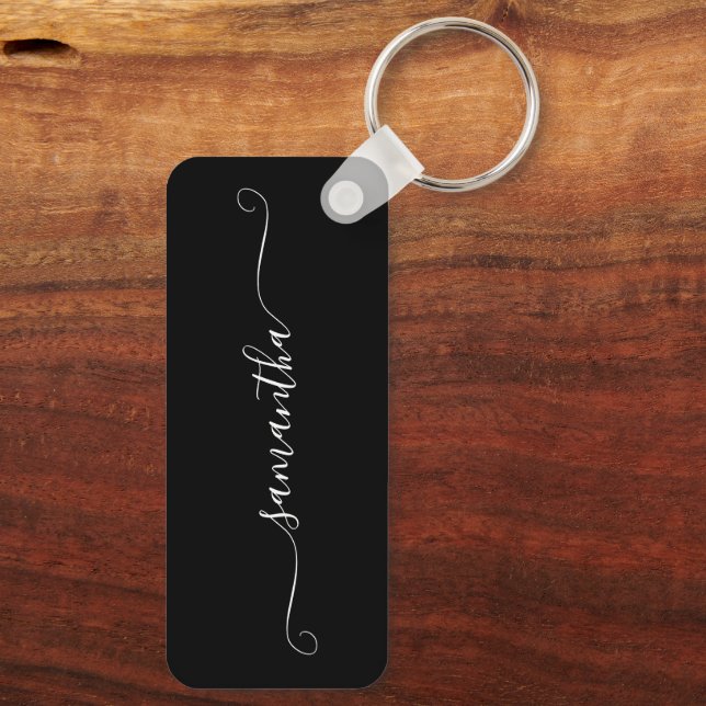 Porte-clés Noir et blanc Fille laver Nom de la signature (Verso)