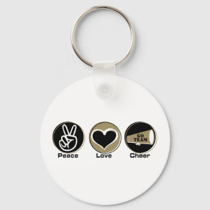 Porte-clés Noir/or d'acclamation d'amour de paix