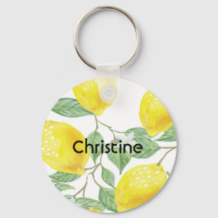 Porte-clés Nom blanc citron