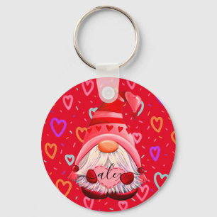 Porte-clés Nom customisé LOVE Hearts Gnome Valentine Cadeau
