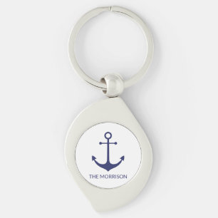 Porte-clés Nom de bateau personnalisé ancre nautique marine 