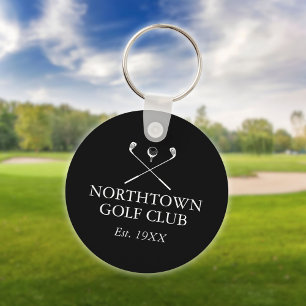 Porte-clés Nom de club de golf personnalisé noir et blanc