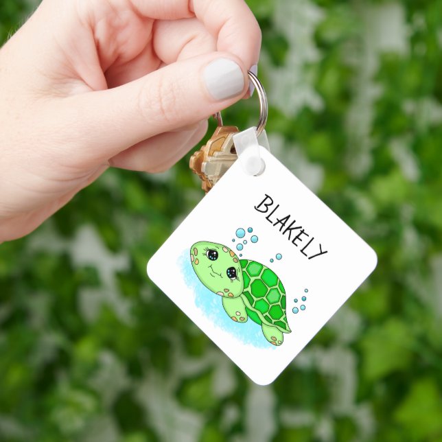 Porte-clés Nom de dessin personnalisé de la tortue mûre (main)