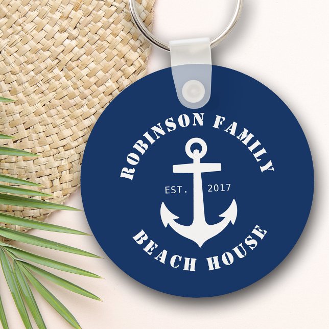 Porte-clés Nom de famille Beach House Ancre nautique Bateau M (Créateur téléchargé)