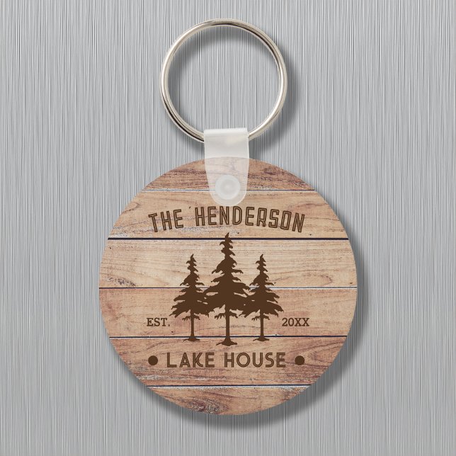 Porte-clés Nom de famille Lake House Pine Tree bois Personnal (Créateur téléchargé)