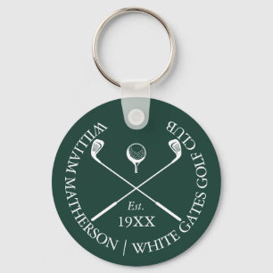Porte-clés Nom de golf personnalisé classique Émeraude Vert