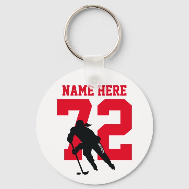Porte-clés Nom de joueur de hockey sur gazon personnalisé Num (Recto)