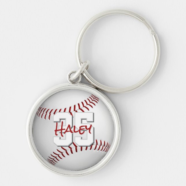 Porte-clés nom de l'athlète de baseball/softball personnalisé (Devant)