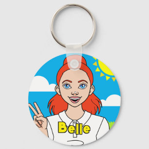 Porte-clés Nom de l'élève de la Redhead Cartoon Girl School