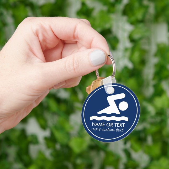 Porte-clés Nom de l'équipe de natation personnalisée (main)