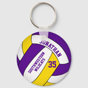 Porte-clés nom de l'équipe jaune pourpre garçons volleyball