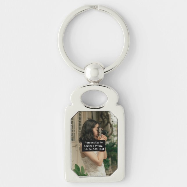 Porte-clés Nom de l'image personnalisée - Rectangle de devis  (Devant)