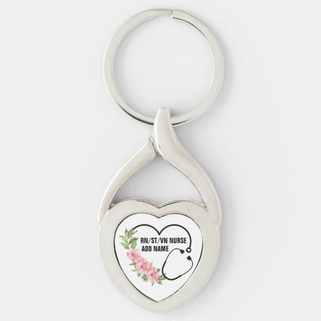 Porte-clés Nom de l'infirmière étudiante-inscrite-vétéran (Devant)