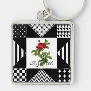 Porte-clés Nom de rose géométrique