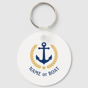 Porte-clés Nom du bateau Ancre Gold Style Laurel Star Marine