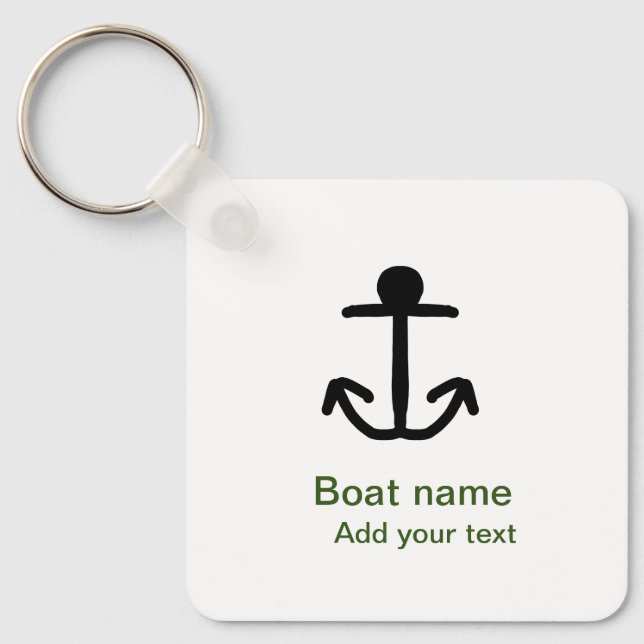 Porte-clés Nom du bateau ancre personnalisée voile été ajoute (Recto)